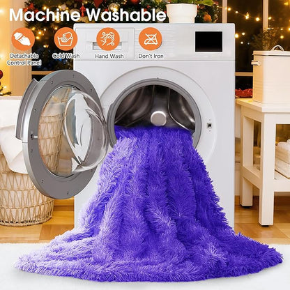 Heated Electric Blanket Throw,Warm Winter Birthday Gifts for Women Her Grandma-Faux Fur with Soft Sherpa,10 Heat Settings,5 Time Settings with Fast Heating, 50x60, Sunset Purple