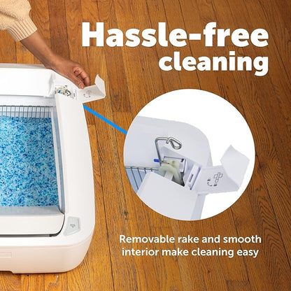PetSafe ScoopFree Crystal Pro Self-Cleaning Cat Litter Box System – Enclosed Front-Entry – Advanced Odor Control – Includes 1 Disposable Crystal Litter Tray – White (PAL00-18017)
