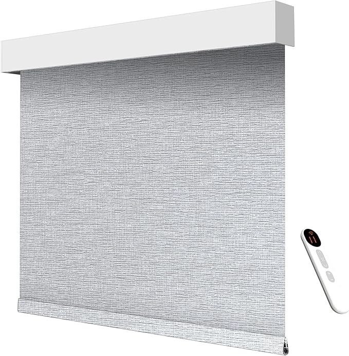 Smart Motorized Blinds – 100% Blackout Roller Shades with Remote, Alexa/Google Home/Siri Control, Matter Compatible, Wireless Rechargeable Battery, Custom Sizes for Windows & Sliding Doors