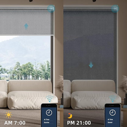 SmartWings Motorized Smart Blinds for Windows in 5% Openness, Electric Remote Roller Shades Compatible with Alexa Google Z-Wave Homekit Thread, Custom Up to 110”W x 148”H, PVC Free Sunscreen Charcoal