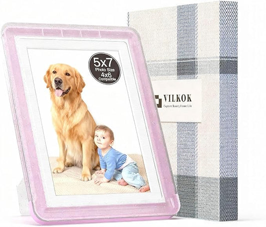 5x7 Picture Frame, Clear Acrylic Photo Frame with White Mat for 4x6 Photos, One-Piece Shatterproof Tool-Free Design, UV-Resistant Waterproof Tabletop Frame for Home Office Decor with 10-Year Warranty