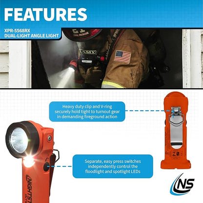 Nightstick XPR-5568RX Intrant Rechargeable Intrinsically Safe Permissible Dual-Light Angle Light (Red)