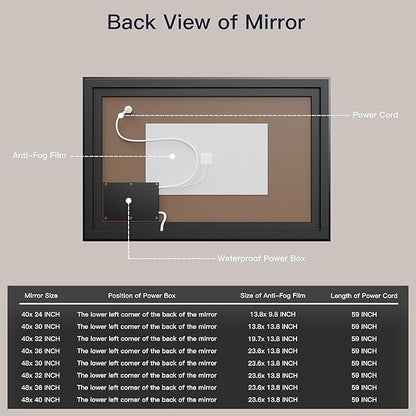 ISKM Framed LED Mirror for Bathroom 40"x32", Dimmable LED Bathroom Mirror with Lights, Anti-Fog, Front and Backlit Lighted Mirror 3-Colors, Shatterproof, Memory Function