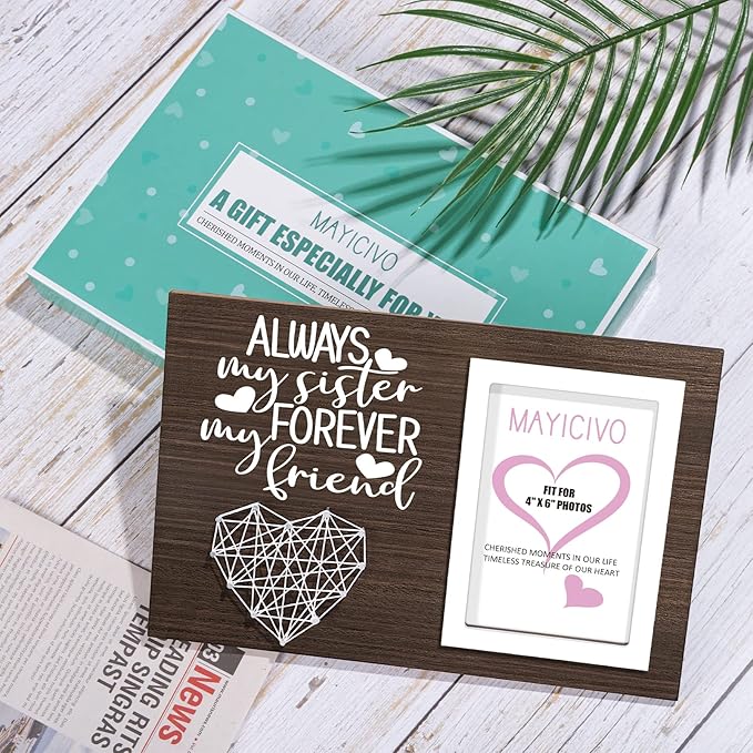 Best Sisters Gifts from Sister Picture Frame, Christmas Gifts for Sisters from Brother, Friend Gift for Women Birthday Gift for Soul Sister in Law - Always My Sis Forever My Friend - 4x6 Photo
