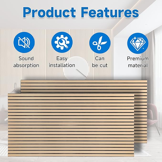 5 Pack Large Acoustic Wall Panels 47.2 x 23.6 x 0.4 Inch Sound Proof Sound Absorbing Polyester Fiber Panels Self-Adhesive Decorative Acoustic Panels for Home Studio, Office, Recording