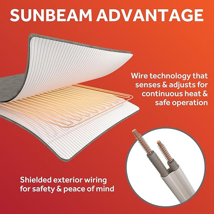 Sunbeam Royal Ultra Fleece Heated Electric Blanket Queen Size, 90" x 84", 12 Heat Settings, 12-Hour Selectable Auto Shut-Off, Fast Heating, Machine Washable, Warm and Cozy, Pebble