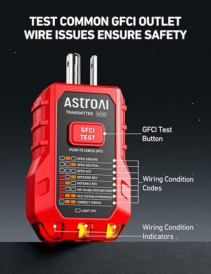 AstroAI Circuit Breaker Finder with GFCI Outlet Tester, Electrical Tester Tool for Home/Workshop Circuit Tracing, Quickly Locates Breakers with Indicators