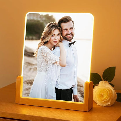 NAZENTI Personalized Picture Frame with Led Light, Custom Photo Collage Frame Lamp, Custom Picture Gifts, Couple Photo Lamp, Wedding Gift for Couple, Valentine Day Gifts for Girlfriend Boyfriend