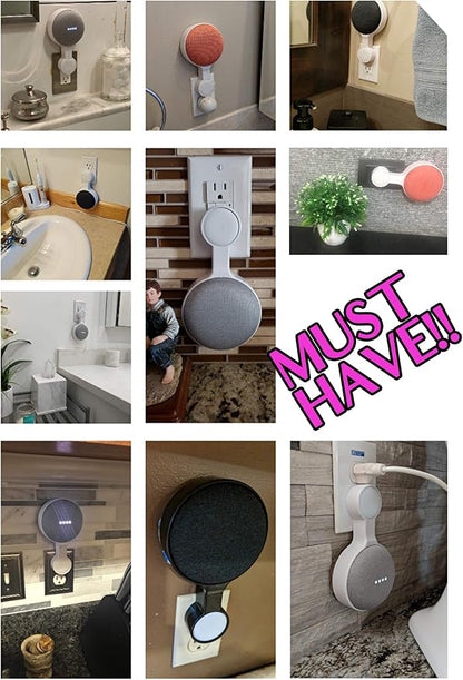 Outlet Wall Mount Holder for Google Home Nest Mini (1st & 2nd Generation), A Space-Saving Accessories for Google Home Mini Voice Assistant (White)