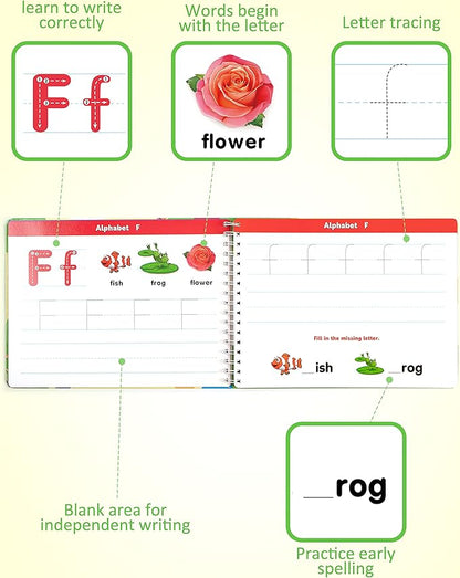 Coogam Learn to Write Workbook, Numbers Letters Practicing Book, ABC Alphabet Sight Words Handwriting Educational Montessori Toy for Home Classroom Kindergarten Preschool Kids