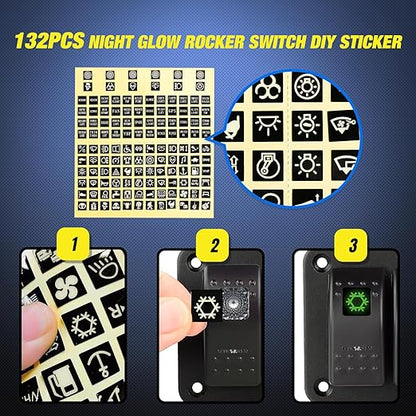 Nilight 3 Gang Aluminum Rocker Switch Panel 5 Pin ON Off Pre-Wired Pinkish Purple Toggle SPST 12V 24V Night Glow Stickers for Cars Marines Boats Campers RVs