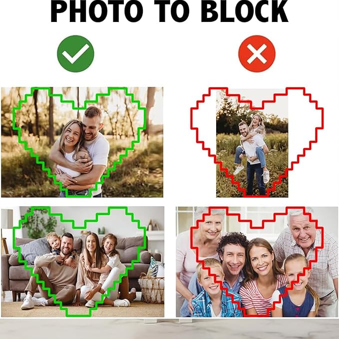 Custom Building Brick Photo Block – Personalized Picture Display with Name Couple Photo Block, Brick Portrait for Women, Men– Valentine’s Day, Birthday, Anniversary & Home Décor 2