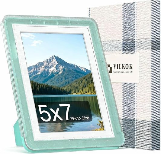 5x7 Picture Frame, Clear Acrylic Photo Frame with White Mat for 4x6 Photos, One-Piece Shatterproof Tool-Free Design, UV-Resistant Waterproof Tabletop Frame for Home Office Decor with 10-Year Warranty