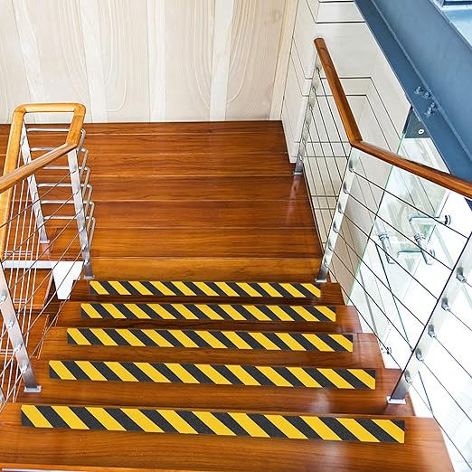 COSIMIXO 4" x 35Ft Black&Yellow Heavy Duty Anti Slip Tape for Stairs Outdoor/Indoor Waterproof Grip Tape Safety Non Skid Roll for Stair Steps Traction Tread Staircases Anti-Slip Strips…