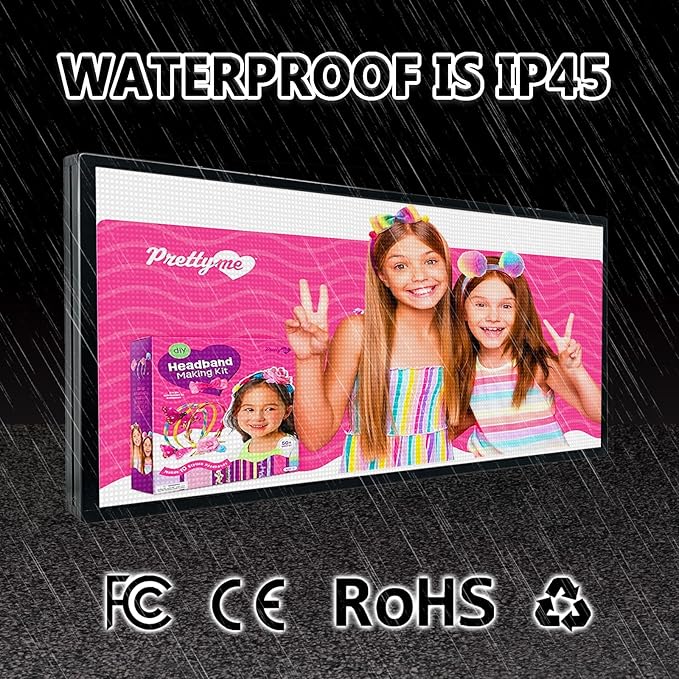 P6 Commercial Grade Programmable LED Sign 40"x17" WiFi With Lightweight and Thin Frame Custom Scrolling Digital Message Board for Stores, Restaurants, Banks & Outdoor Advertising