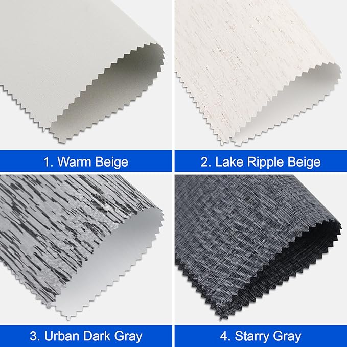 Motorized Roller Blinds with Remote Control, 100% Blackout Roller Shades Fabric Samples, Multi-Color