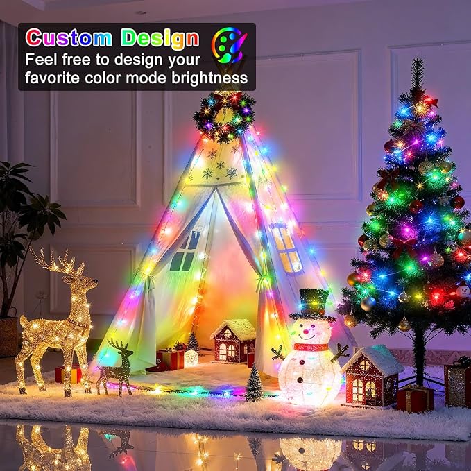 OMIKA 100FT 300 LED Smart Fairy Lights, Plug in String Lights with APP & Remote Control DIY Music Sync, Warm White & Color Changing Christmas Lights for Outdoor Indoor Bedroom Party Dorm Decoration