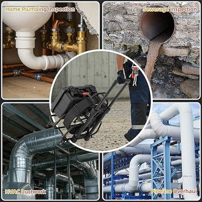 Sanyipace Sewer Camera 165FT/50M with Wheels and Retractable Handle, Self-Leveling, Support 512Hz Locator, Meter Counter, Video Audio Record, Speaker, Keyboard Input, 5x Zoom, 10" HD Screen, 7mm Cable