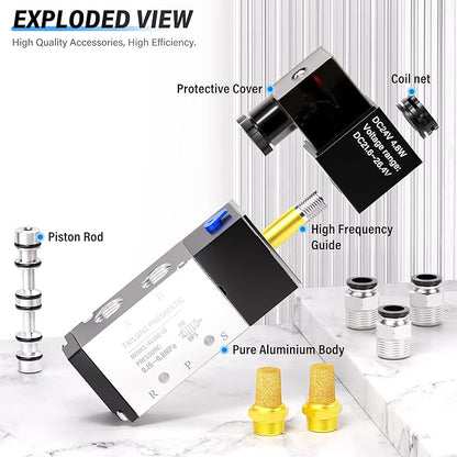 TAILONZ PNEUMATIC 1/2"NPT Solenoid Valve 4V410-15 DC24V Single Coil Pilot-Operated Electric 2 Position 5 Way Connection Type Junction Box