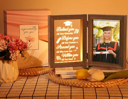 Graduation Picture Frame with Light - Cool College & High School Grad Gifts for Her & Him - Master Degree Congratulations Gifts for Graduates, Women & Daughter