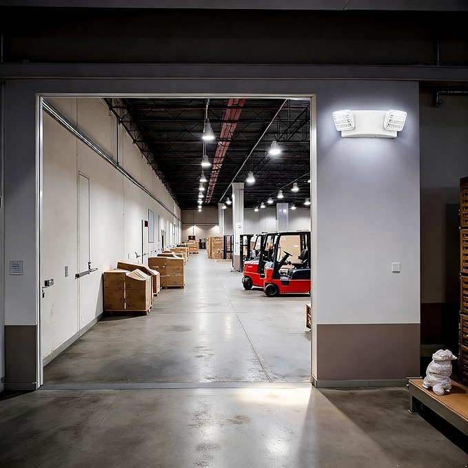 LIT-PaTH LED Emergency Lighting Fixtures with 2 LED Heads and Back Up Batteries- US Standard Exit Light, UL 924 and CEC Qualified, 120/277 Voltage, 2-Pack
