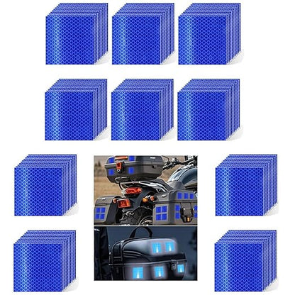Non Fading Blue Reflective Stickers 4 inch X 4 inch, Outdoor Waterproof High Visibility Warning Safety Adhesive Reflector Tape (100 Pcs)