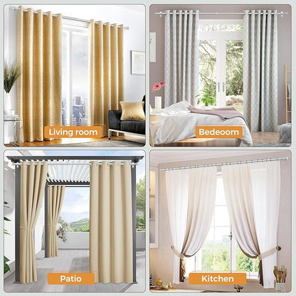 TONIAL 2 Pack Curtain Rods for Windows 48 to 84 Inch, Telescoping Splicing 3/4 Inch Single Rods for Windows Decorative Drapery Rod 32 to 86 with Small Finial, Silver