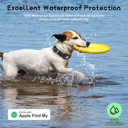 GPS Dog Collar Tracker 2-in-1,Reflective Waterproof Pet Collar,iOS-Only,No Monthly Fees,Unlimited Range,Ideal for Dog Tracking pet Tracker,for Small Dogs(S (12.6"-16.5" Width:0.78"), Black)