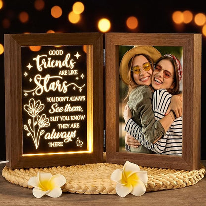 Christmas Gifts for Friends Best Friend Birthday Gifts for Women - Best Friend Picture Frame with Night Light, Unique Friendship Gift for Women Friends Female Men Girls Long Distance Relationship Gift
