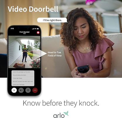 Arlo Video Doorbell 2K (2nd Gen, Latest Release), Wireless or Wired Option, 2-Way Audio, Night Vision, Head to Toe Video View, Package Detection, Person & Vehicle Recognition, 1-Month Secure Plan