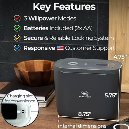 Mindsight Timed Lock Box Plus | Fits Small Tablets (iPad Mini), Phones (10+) & More | Great for Schools & Families | Helps Reduce Screen Time & Build Better Habits | Out of Sight ~ Out of Mind