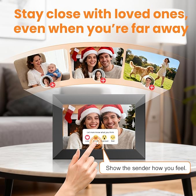 KPCB Tech Magnetic Picture Frames for Refrigerator, 10.1 inch Digital Photo Frames Smart WiFi & App Control, Electronic Picture Frame with 1280x800 HD Touch Screen for Parents, Grandparents, Friends