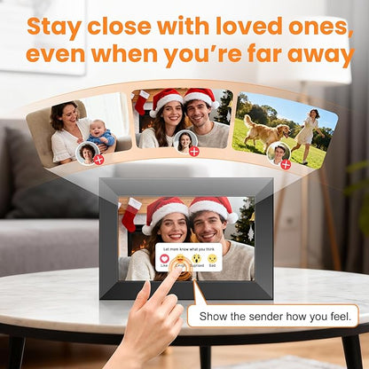 KPCB Tech Magnetic Picture Frames for Refrigerator, 10.1 inch Digital Photo Frames Smart WiFi & App Control, Electronic Picture Frame with 1280x800 HD Touch Screen for Parents, Grandparents, Friends