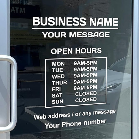 Business Hours Sign for Window – Two Title Lines (Two Line-Portrait)