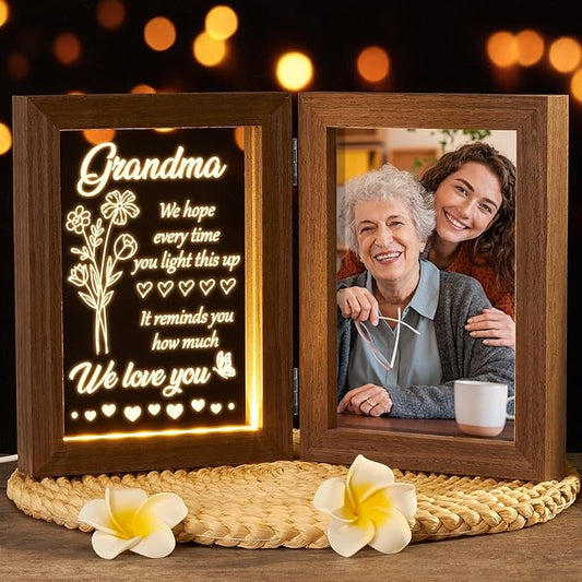 Grandma Gifts Christmas Gifts for Grandma from Granddaughter Grandson Grandkids, LED Night Light with Grandmother Picture Frame 5x7, Personalized Gift for Nana Grandmother Gigi Granny Birthday Gift