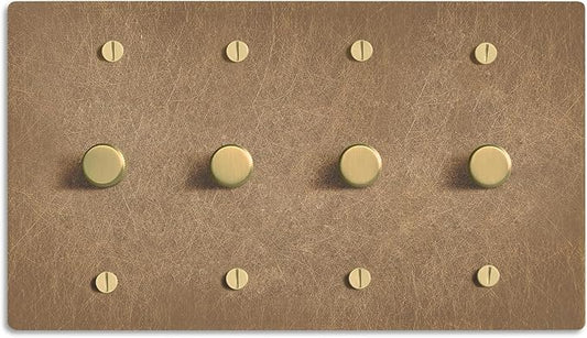 SELECT Vintage Brass Dimmer Light Switch, 1 Way Rotary Dimmer, 4 Gang TRIAC/Leading Edge Dimmable LED Light Switch, 15A 120V AC with Brass Knob, Faceplate & Dimming Module, UL Listed