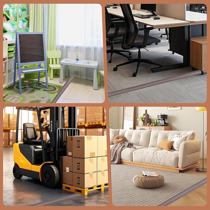 Floor Cord Cover for Wires on Floor Self Adhesive Cord Hider Floor Cable Management Wire Covers for Cords Protector Prevent Cable Trips Cord Cavity W 0.32" x H 0.32", Grayish Brown Wood, 10Ft