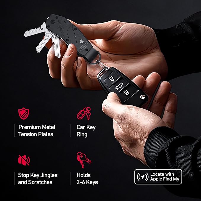 Zeeker Air Keychain, Key Organizer Works with Apple Find My, Built-in airtag Chips, Holds 2-6 Keys, Car Key Chains with GPS Tracker, Key Finder, Minimalist Key Holder for Men and Women, iOS Only Use