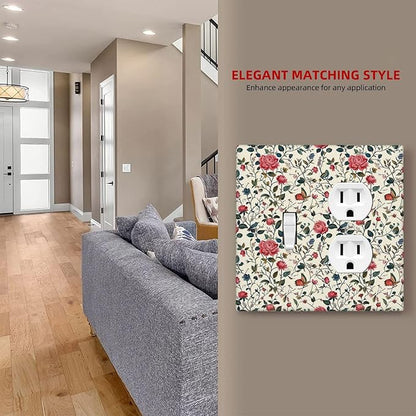 Wallplates Vintage Flowers Rose Leaf Bird Butterfly 1 Toggle 1 Duplex Switch Plate Electrical GFCI Faceplate Decorative Light Switch Covers for Bedroom living Room Decor