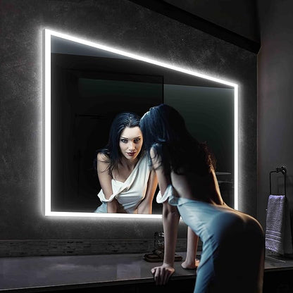 Blossom 48"X36" LED Bathroom Mirror with Lights, Front Lit and Backlight, Stepless Dimmable, Anti-Fog, Shatter-Proof Tempered Glass, Memory, 3 Colors Lighting Bathroom Mirrors for Vanity Makeup Mirror