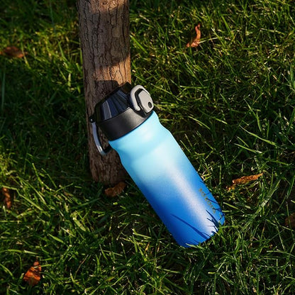 BJPKPK 18oz Insulated Water Bottle with Straw Stainless Steel Double Wall Water Bottles BPA Free Leak Proof Thermal Flask with Lockable Flip Lid and Soft Silicone Spout,Ocean Dream
