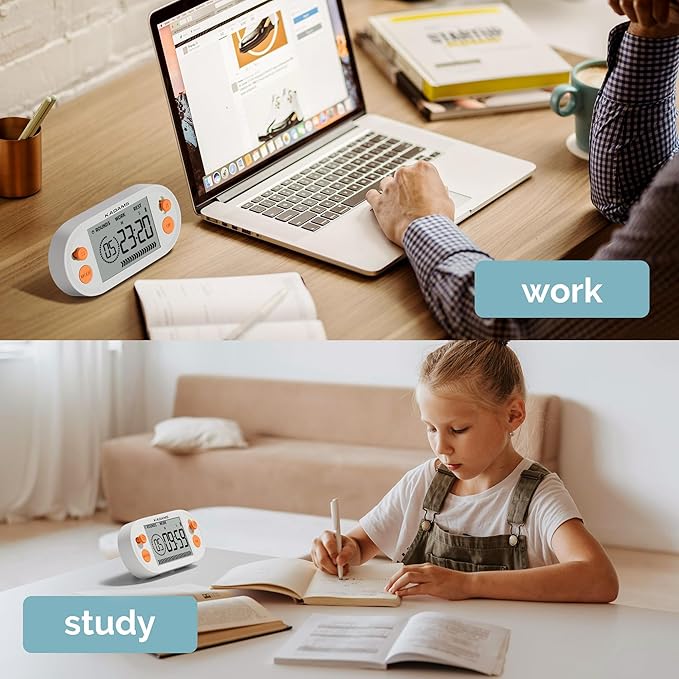 KADAMS Pomodoro Productivity Interval Timer - Countdown Stopwatch for Study, Yoga Gym Workouts Exercise HIIT Tabata with Magnets Stand (Orange)