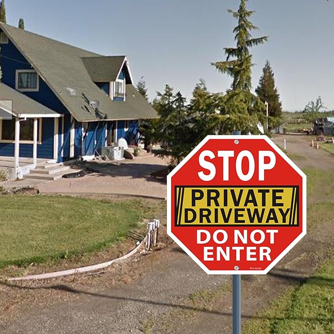 Stop Sign, Do Not Enter Private Driveway Sign, 12" x 12" Reflective Aluminum sign, Fade Resistant Durable UV and Octagon Shaped, Easy Mounting
