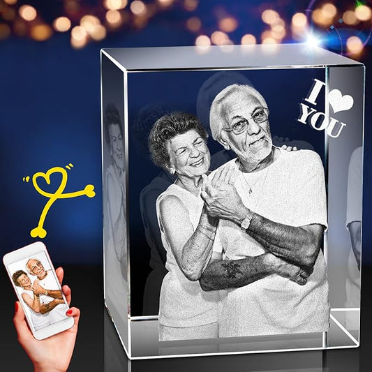 3D Crystal Photo,Christmas Personalized Gift,Custom Picture Gifts with Your Own Photo for Christmas, Fathers Day, Birthday, Wedding, Anniversary, Memorial.Personalized Gifts for Him, Her, Dad and Mom.