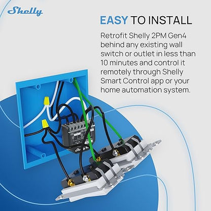 Shelly 2PM Gen4 | Wi-Fi, Zigbee & Matter 2-Channel Smart Relay Switch with Power Metering | Home Automation | Alexa, SmartThings, Google Home, Apple HomeKit Compatible | Roller Shutters Control