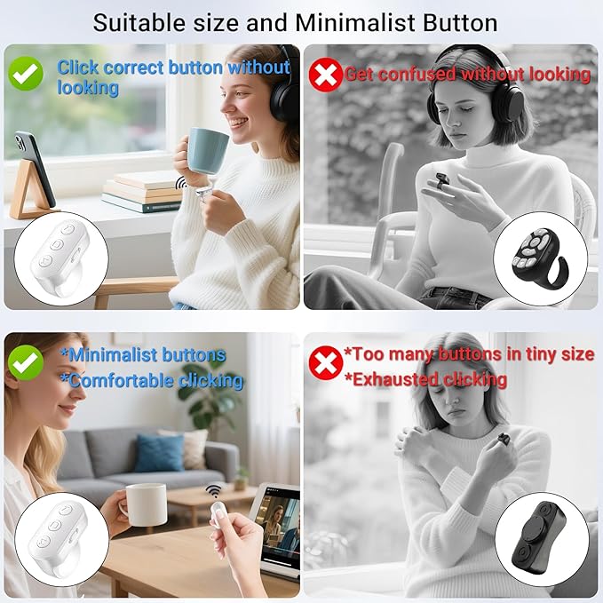 Scrolling Ring Remote for TikTok YouTube IG Shorts Video Landscape Portrait, Fingertip Wireless Scroller Page Turner Clicker for Kindle APP Compatible with iPhone iPad Android Phone Tablet (White)