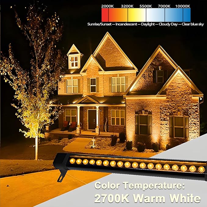 72W Outdoor Wall Washer Light, 4FT 2700K Warm White LED Wall Washer Lights, 120V IP67 Waterproof LED Light Bar for Outdoor, Plug-in (2 Pack)