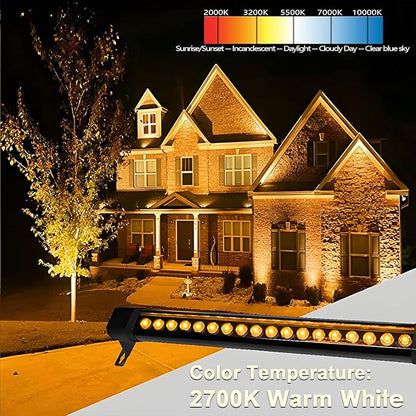 72W Outdoor Wall Washer Light, 4FT 2700K Warm White LED Wall Washer Lights, 120V IP67 Waterproof LED Light Bar for Outdoor, Plug-in (2 Pack)