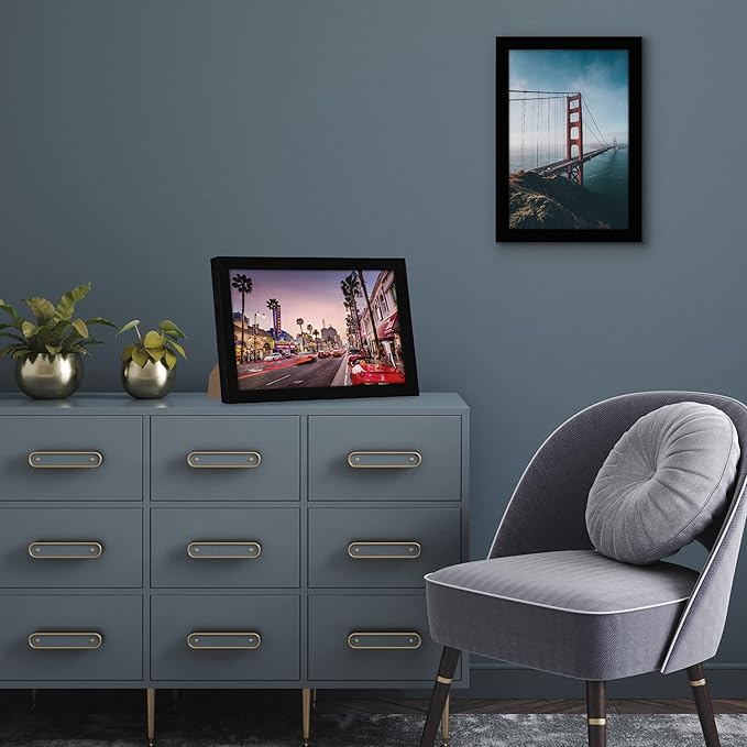 Americanflat 8x12 Picture Frame with Shatter-Resistant Glass - Signature Collection - Gallery-Style Frames Made of Engineered Wood - Photo Frame for Tabletop and Wall Display - Black