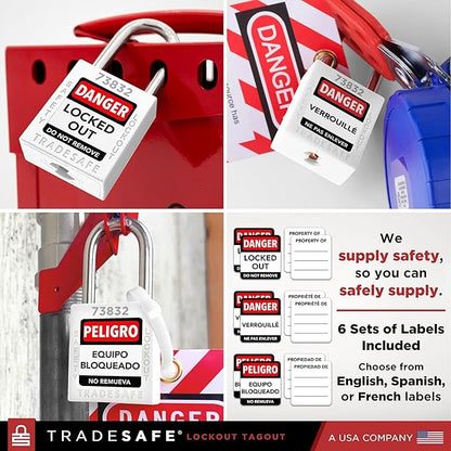 TRADESAFE Lockout Tagout Locks Set - 10 White Loto Locks, Keyed Alike Lockout Locks, 2 Keys Per Lock, OSHA Compliant Lock Out Tag Out Padlocks